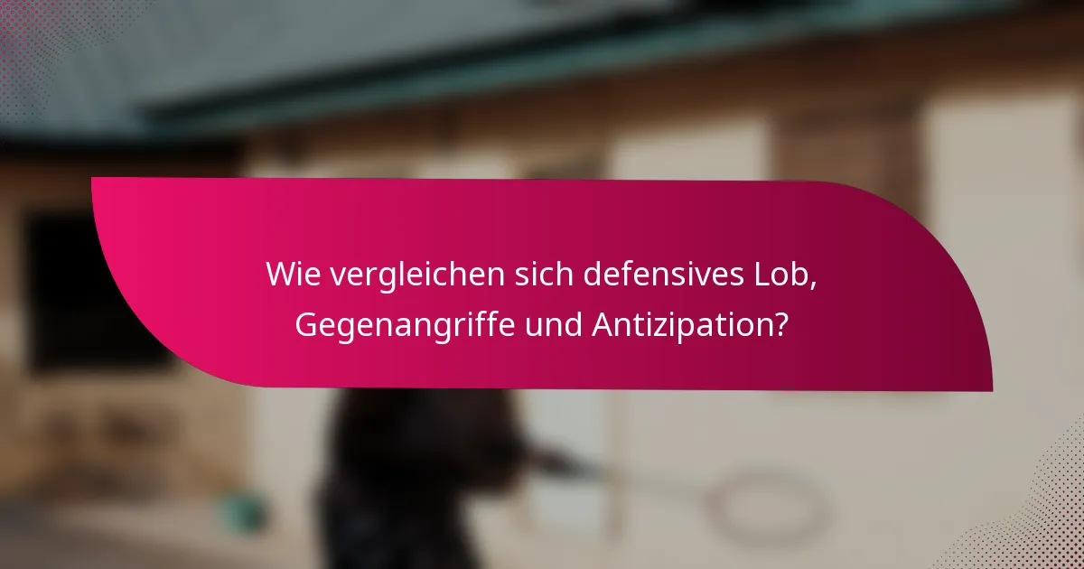 Wie vergleichen sich defensives Lob, Gegenangriffe und Antizipation?